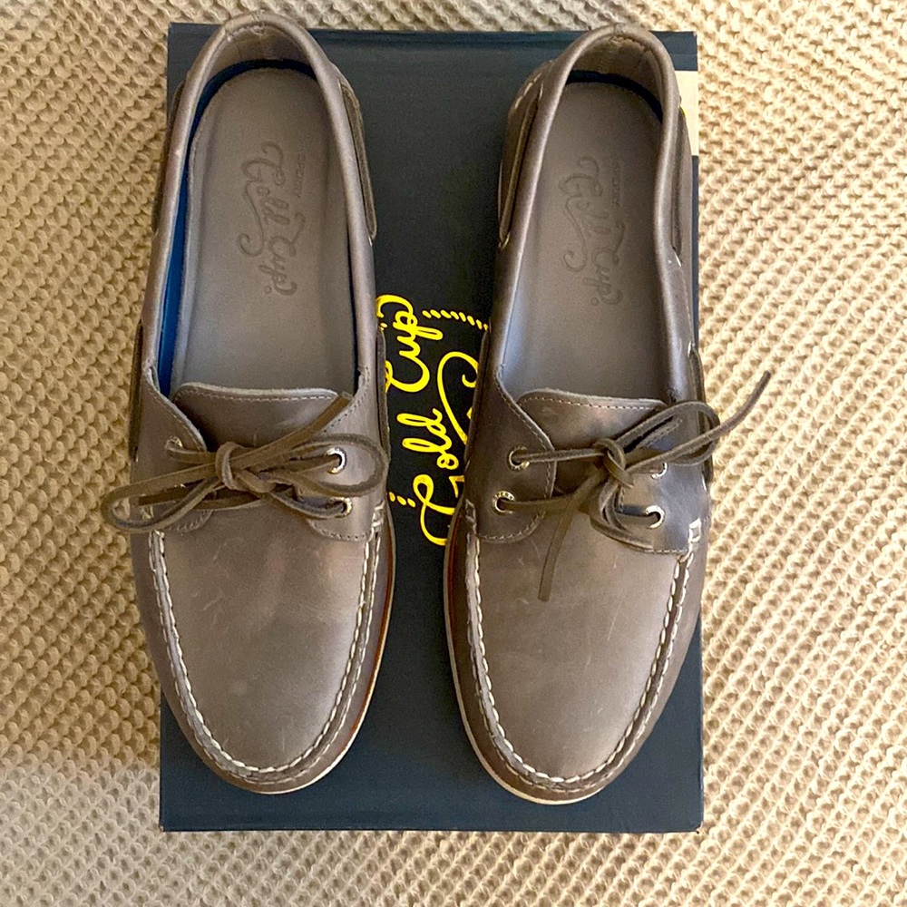 SPERRY Top Sider- Grey Leather- Gold Cup edition- BRAND NEW!